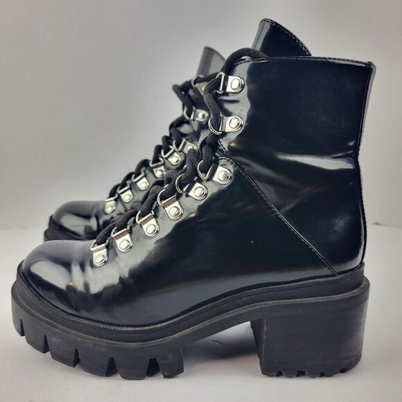 Jeffrey Campbell Marbel Faux Patent Leather Chunky Platform Combat Boot - Picture 8 of 16